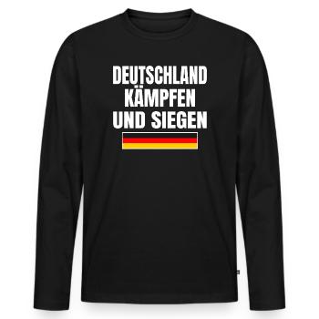 Deutschland Fan - Männer Premium Bio Langarmshirt - Schwarz - Vorne - Nico (187cm)