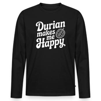 Le durian me rend heureux - T-shirt manches longues Premium bio Homme - noir - Devant - Nico (187cm)