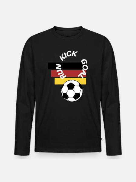 Deutscher Fußball-Laufkick-Tor - Männer Premium Bio Langarmshirt - Schwarz