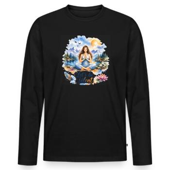 Let's Be Silent Meditation Nature Art - Men's Premium Organic Long Sleeve Shirt - black - Front - Nico (187cm)