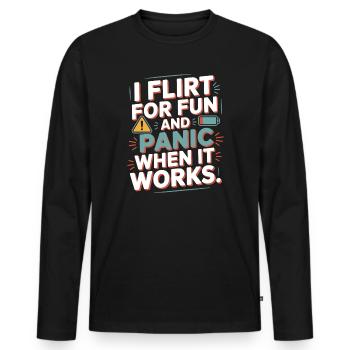 Je flirte pour le plaisir Panique quand ça marche Flirte célibataire - T-shirt manches longues Premium bio Homme - noir - Devant - Nico (187cm)