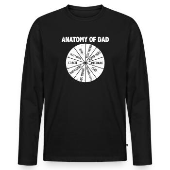 Anatomie des Dads: Spinner Design Geschenk - Männer Premium Bio Langarmshirt - Schwarz - Vorne - Nico (187cm)