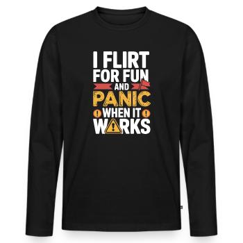 Je flirte pour le plaisir Panique quand ça marche Flirte célibataire - T-shirt manches longues Premium bio Homme - noir - Devant - Nico (187cm)