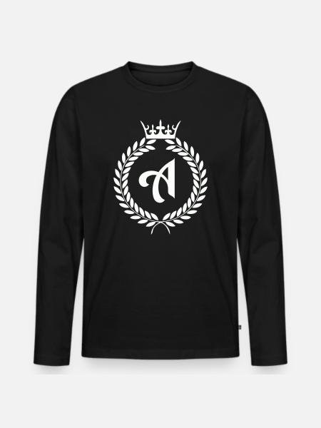 A_Lorbeer_wappen- - Männer Premium Bio Langarmshirt - Schwarz