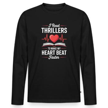 Thriller Reader Crime Books Mystery Novel - Men's Premium Organic Long Sleeve Shirt - black - Front - Nico (187cm)