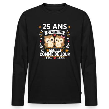 25 Ans d'Amour Nuit et Jour - T-shirt manches longues Premium bio Homme - noir - Devant - Nico (187cm)