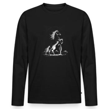 Rearing Stallion Emblem - Men's Premium Organic Long Sleeve Shirt - black - Front - Nico (187cm)