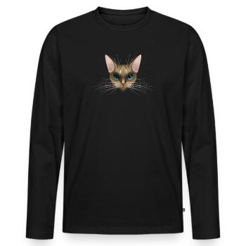 Blue Eyed Cat Portrait - Men's Premium Organic Long Sleeve Shirt - black - Front - Nico (187cm)