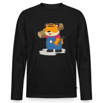 Tiger Lumberjack Wood Forest - Men's Premium Organic Long Sleeve Shirt - black - Front - Nico (187cm)