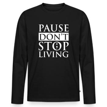 Pause point-virgule Don’t stop living point virgule - T-shirt manches longues Premium bio Homme - noir - Devant - Nico (187cm)