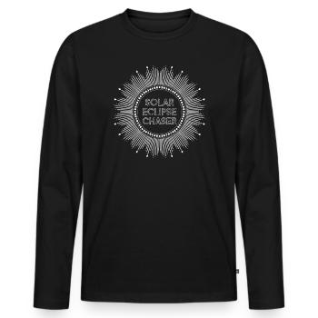 Solar eclipse chaser weiss - Männer Premium Bio Langarmshirt - Schwarz - Vorne - Nico (187cm)