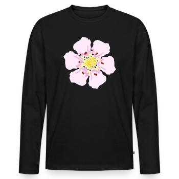 Fleurs Pastel Délicates - T-shirt manches longues Premium bio Homme - noir - Devant - Nico (187cm)