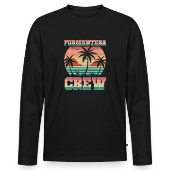 Formentera Crew - Männer Premium Bio Langarmshirt - Schwarz - Vorne - Nico (187cm)