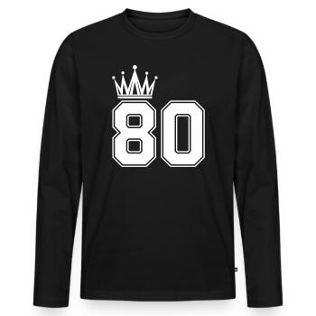 80_krone- - Men's Premium Organic Long Sleeve Shirt - black - Front - Nico (187cm)