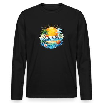 Sommerstrand & Palmen - Männer Premium Bio Langarmshirt - Schwarz - Vorne - Nico (187cm)