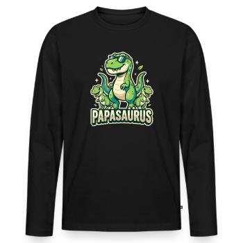 Motif familial du papa dinosaure Papasaurus - T-shirt manches longues Premium bio Homme - noir - Devant - Nico (187cm)