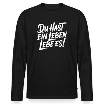 Lebe dein Leben - Männer Premium Bio Langarmshirt - Schwarz - Vorne - Nico (187cm)