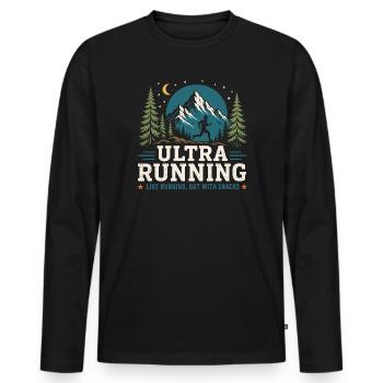 Ultra course - Comme la course, mais avec des en-cas - T-shirt manches longues Premium bio Homme - noir - Devant - Nico (187cm)
