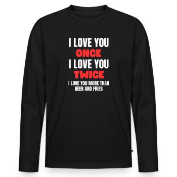 Amour Bière et Frites - T-shirt manches longues Premium bio Homme - noir - Devant - Nico (187cm)