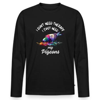 Pigeon Therapy Art - T-shirt manches longues Premium bio Homme - noir - Devant - Nico (187cm)