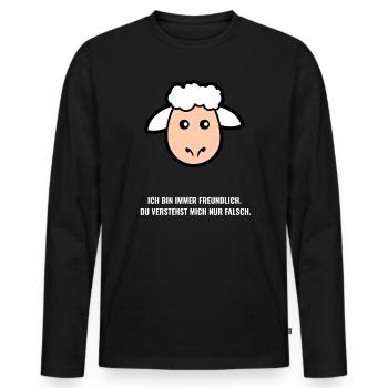 Ich Bin Immer Freundlich. - Männer Premium Bio Langarmshirt - Schwarz - Vorne - Nico (187cm)