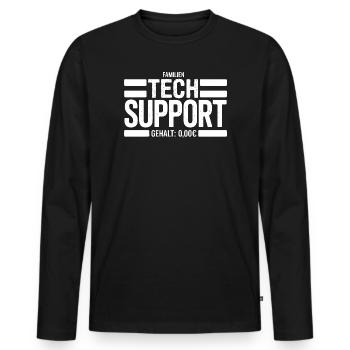 Familien Tech Support Schild - Männer Premium Bio Langarmshirt - Schwarz - Vorne - Nico (187cm)