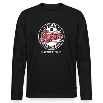 Team Jesus Make Disciples Matthew 28:19 - Men's Premium Organic Long Sleeve Shirt - black - Front - Nico (187cm)