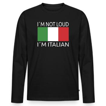 Italy Cool Saying - Men's Premium Organic Long Sleeve Shirt - black - Front - Nico (187cm)
