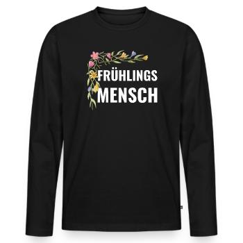 Frühlingsmensch – Blumen Statement - Männer Premium Bio Langarmshirt - Schwarz - Vorne - Nico (187cm)