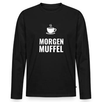 Morgenmuffel – Schlichtes Statement - Männer Premium Bio Langarmshirt - Schwarz - Vorne - Nico (187cm)