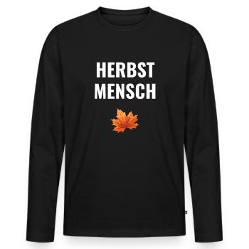 Herbstmensch – Schlichtes Statement - Männer Premium Bio Langarmshirt - Schwarz - Vorne - Nico (187cm)