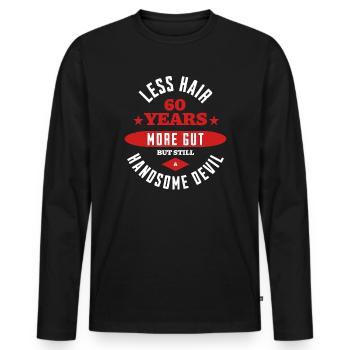 60. Geburtstags-Teufel - Männer Premium Bio Langarmshirt - Schwarz - Vorne - Nico (187cm)