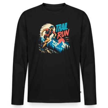 course sur sentier - T-shirt manches longues Premium bio Homme - noir - Devant - Nico (187cm)