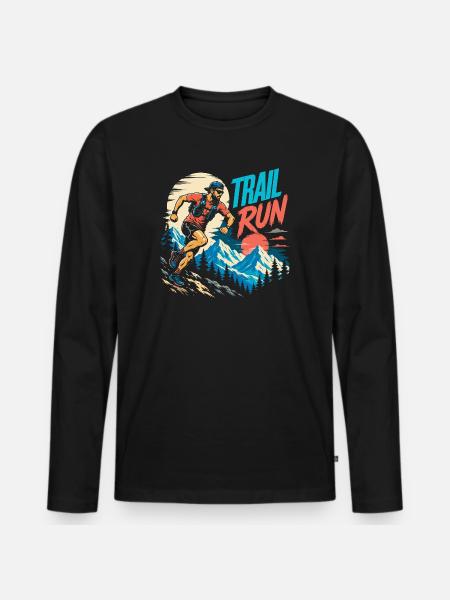 Trailrun - Männer Premium Bio Langarmshirt - Schwarz