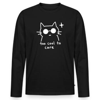 Too Cool To Care Funny Minimalist Cat - Men's Premium Organic Long Sleeve Shirt - black - Front - Nico (187cm)