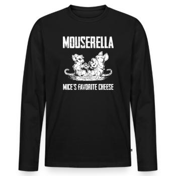 Mouserella – le fromage préféré des souris - T-shirt manches longues Premium bio Homme - noir - Devant - Nico (187cm)