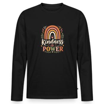 Enseignant inspirant Kindness Rainbow - T-shirt manches longues Premium bio Homme - noir - Devant - Nico (187cm)