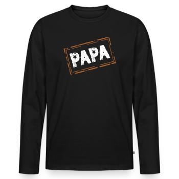papa - Männer Premium Bio Langarmshirt - Schwarz - Vorne - Nico (187cm)