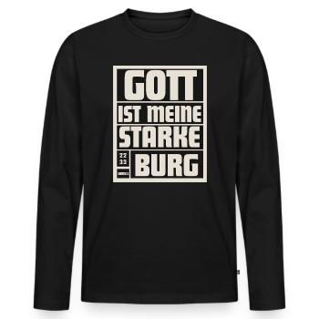 God is my strong castle | Samuel 22:33 - Men's Premium Organic Long Sleeve Shirt - black - Front - Nico (187cm)