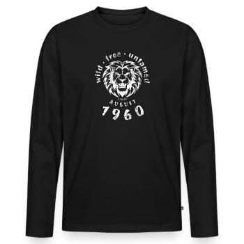 66. Birthday Wild, free & untamed since 08/1960 - Men's Premium Organic Long Sleeve Shirt - black - Front - Nico (187cm)