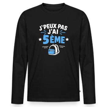 J'peux pas j'ai 5ème - T-shirt manches longues Premium bio Homme - noir - Devant - Nico (187cm)