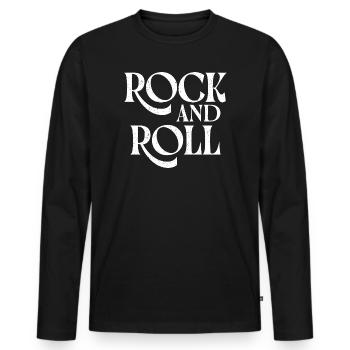 Vintage Rock and Roll typography - Men's Premium Organic Long Sleeve Shirt - black - Front - Nico (187cm)