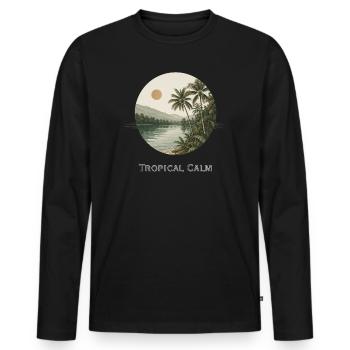 Calme tropical - Palmiers Palmiers Basilics tropicaux - T-shirt manches longues Premium bio Homme - noir - Devant - Nico (187cm)