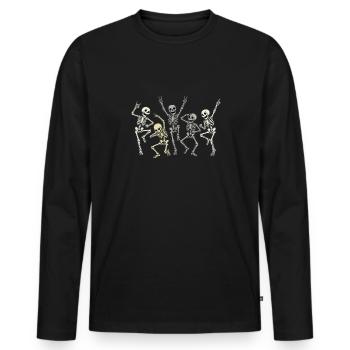 Fête des Squelettes Dansants - T-shirt manches longues Premium bio Homme - noir - Devant - Nico (187cm)