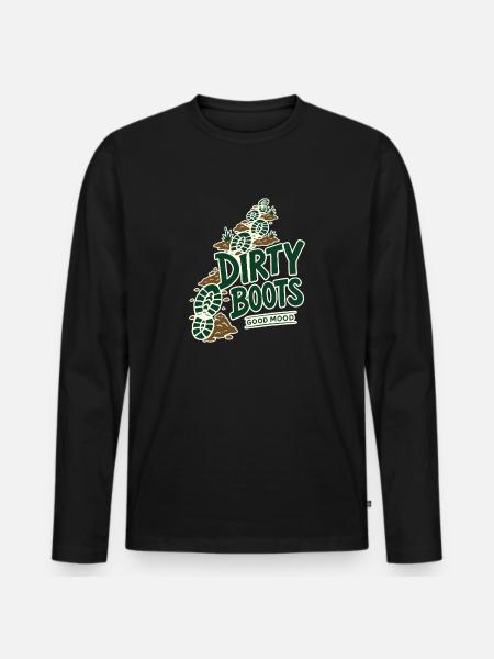 Dirty Boots Good Mood Hiking Trail Adventure Quote - Men's Premium Organic Long Sleeve Shirt - black