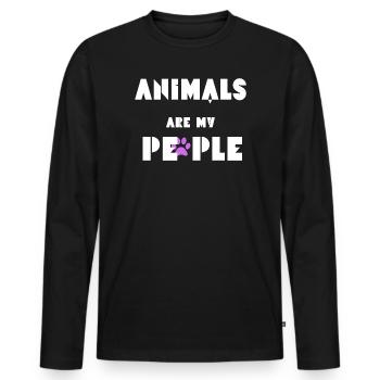 Animals are my people  - Men's Premium Organic Long Sleeve Shirt - black - Front - Nico (187cm)