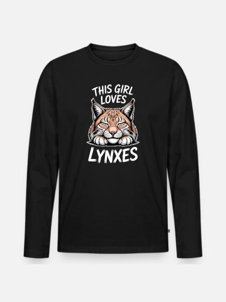 Luchs Sprüche Luchse Mädchen Lustig Luchs Geschenk - Männer Premium Bio Langarmshirt - Schwarz