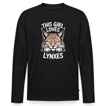 Lynx Dictions Lynx Fille Drôle de Lynx Cadeau de Lynx - T-shirt manches longues Premium bio Homme - noir - Devant - Nico (187cm)