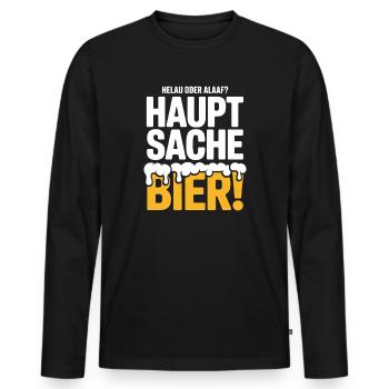 Bier Karneval Fasching Köln Helau oder Alaaf Bier - Männer Premium Bio Langarmshirt - Schwarz - Vorne - Nico (187cm)