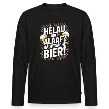 Bier Karneval Fasching Köln Helau oder Alaaf Bier - Männer Premium Bio Langarmshirt - Schwarz - Vorne - Nico (187cm)